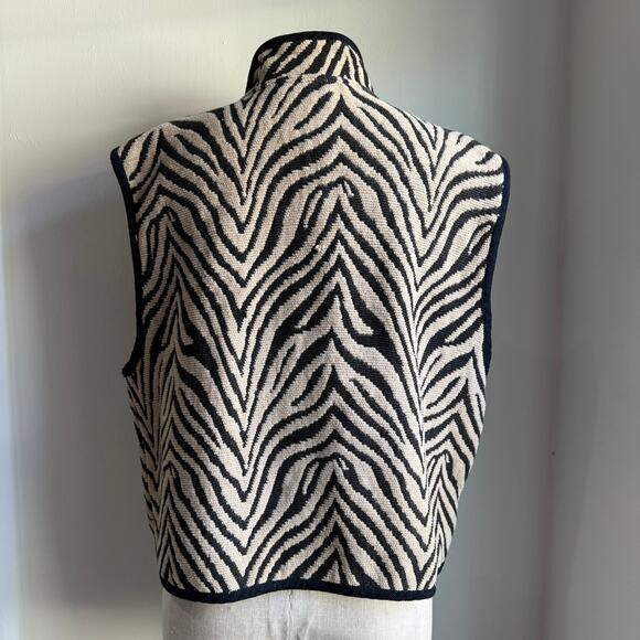 Chico’s Design Zebra Print Vest 100% Cotton Women’s Size 2 / L 12 Vintage - Picture 4 of 11